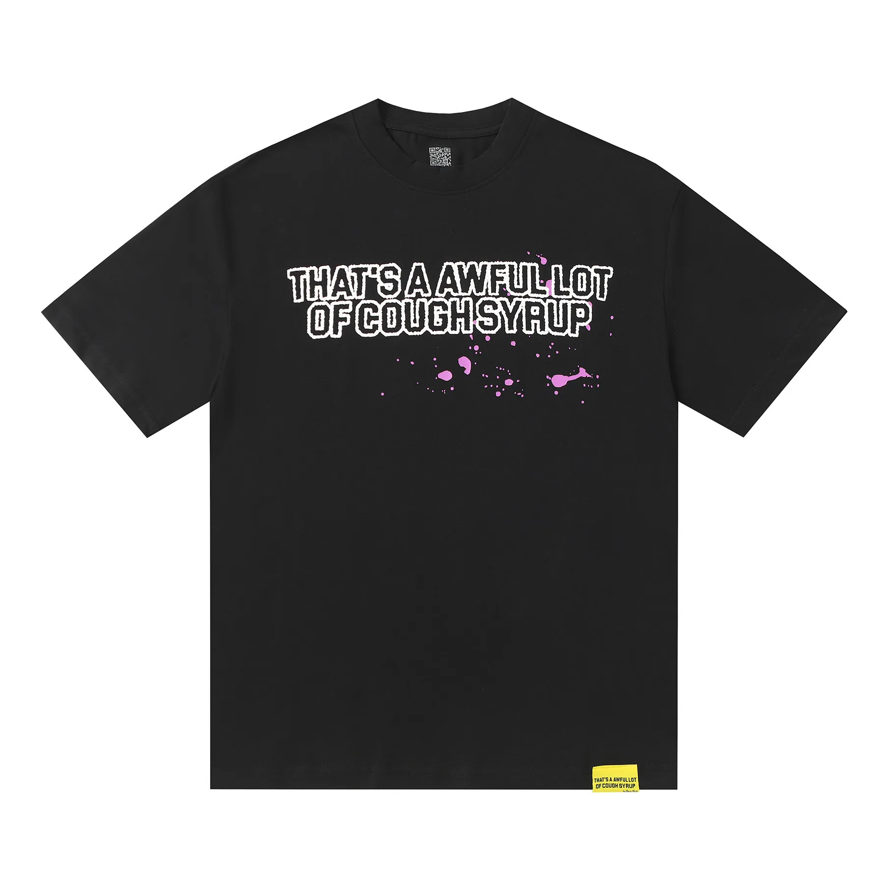 #Black ｜ THAT'S A AWFUL LOT OF COUGH SYRUP In Stock Real shot American simple trendy brand loose casual T-shirt Fabric (fabric): 32 counts Weight combed double yarn pure cotton Sizes (size): S-M L X L Color (colour): Black
